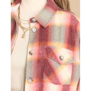 Threads & Supply Sunset Plaid & Denim Shirt Jacket Flannel Button Multi Color XL